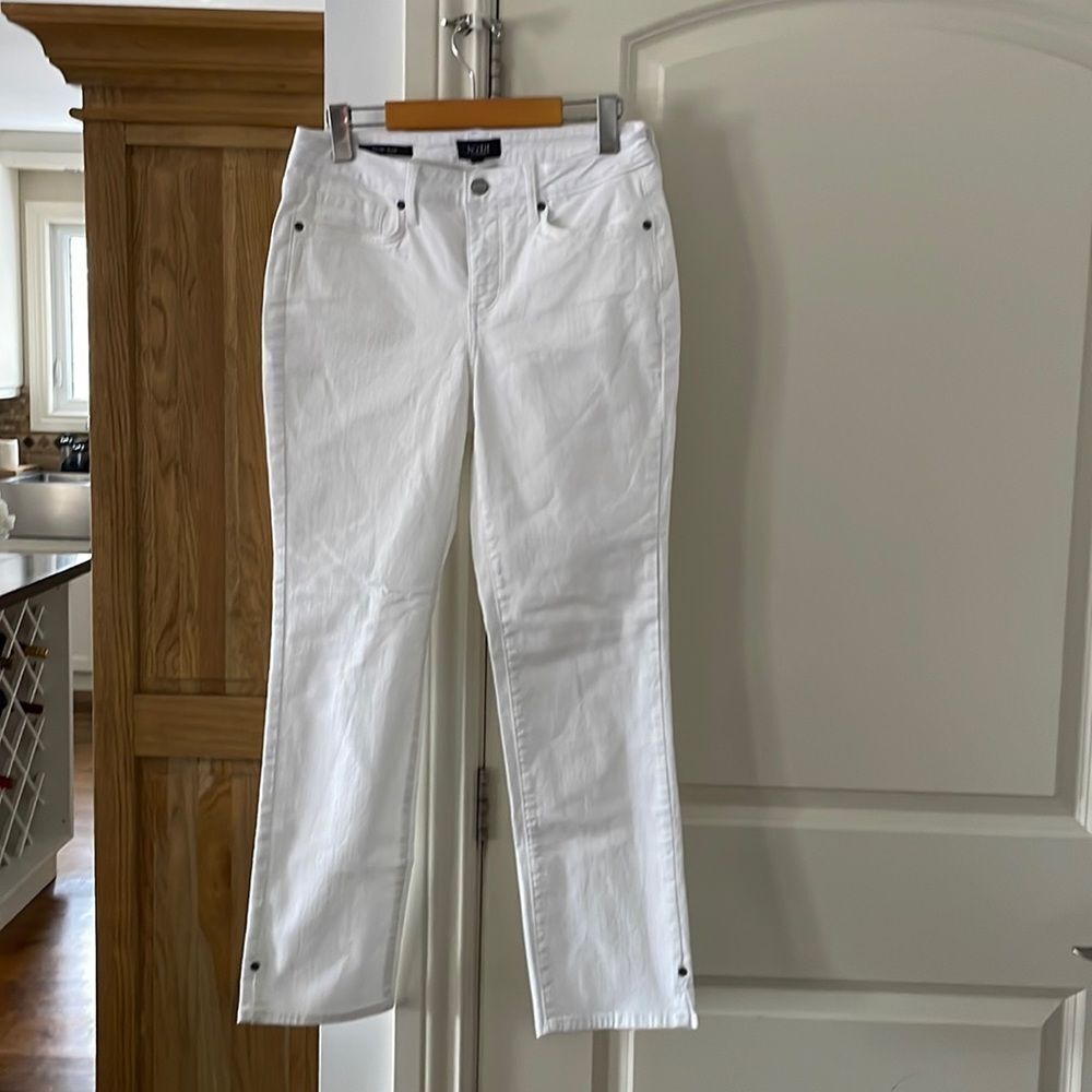 NEW NYDJ Sheri side slit slim ankle jeans in optic white 4 nwot - Picture 3 of 11